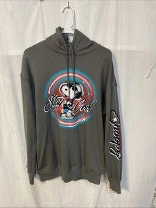 Peanuts Snoopy Stay Cool Air Brush Graphic Hooded Sweatshirt Grey Men's Size S - Picture 1 of 4