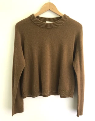 ALLUDE Womens Cashmere Sweater Brown Pullover Crewneck Sz M/L Minimalist Luxury - Image 1 of 4
