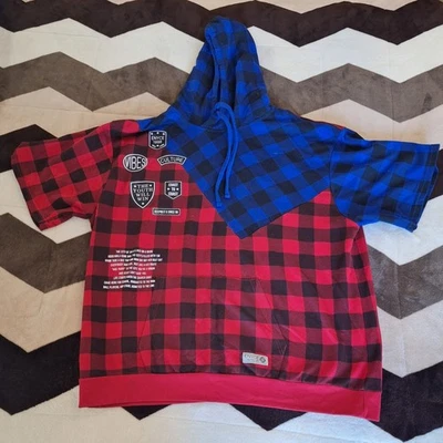 Sudadera con Capucha Enyce a Cuadros Roja Azul Negra Manga Corta Para Hombre Talla 5XL Y2K DE COLECCIÓN  Foto 1 de 4