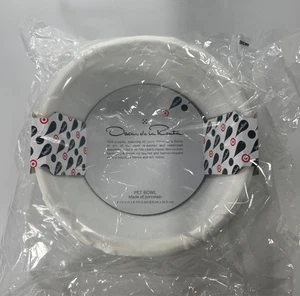 Oscar de la Renta White Floral Flowers Porcelain Dog Bowl Dish Pet Food or Water - Picture 1 of 5