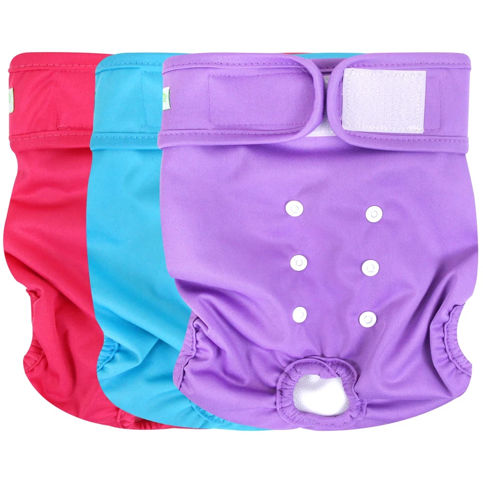 Wegreeco Washable Reusable Premium Dog Diapers Small Bright Color for Female