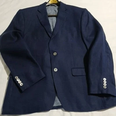 Lauren Ralph Lauren Men's Steal Blue Linen Macy's Men's Store Blazer 42S - Image 1 of 4