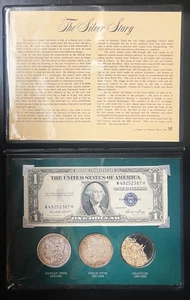 The Silver Story 1935E $1 Silver Certificate 1881 Morgan 1923 Peace & Granules - Picture 1 of 9
