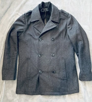 Kenneth Cole Reaction Men Double Breasted Pea Coat Gray Wool-Blend SM *SEE DESCR - Image 1 of 4