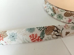 1 m weißes Schrägband mit Korallen Muscheln Fischen 18 mm Einfassband maritim - Bild 1 von 2