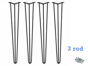 28" 3 rod Hairpin Legs Steel Heavy Duty Furniture Leg Table Coffee Table Home - Picture 1 of 8