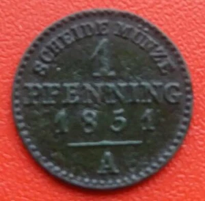 Germany coin 1 pfenning 1851 A - Picture 1 of 2