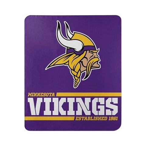 Minnesota Vikings Licensed Fleece Throw Blanket Football Split 50'' X 60'' Cover