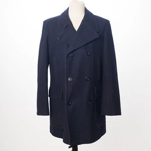 VINTAGE Sailor Jacket Blue Wool Cotton Flannel M Fit Finland - Picture 1 of 8