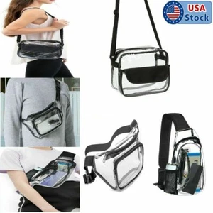 Clear Zip Sling Bag Transparent Stadium Shoulder Crossbody Adjustable Backpack - Bild 1 von 18