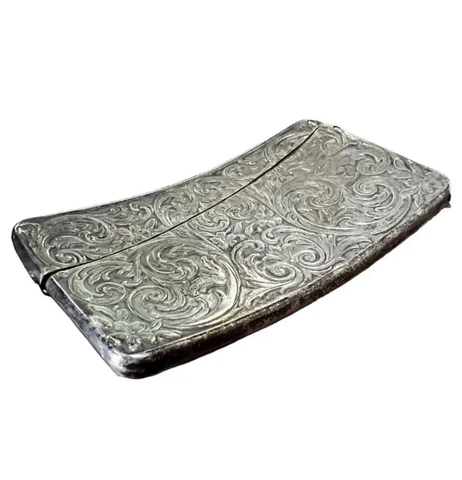 Art NOUVEAU DECO ANTIQUE Sterling Silver MONEY HOLDER CARD CASE Cover