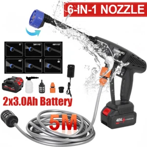 2 Akkus + 500W Akku Hochdruckreiniger Auto Mobiler Druckreiniger Spritzpistole - Bild 1 von 14
