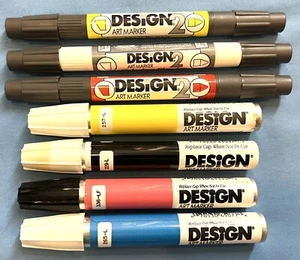 Lot of 7 Vintage Eberhard Faber Design and Design 2 Art Markers Various Colors - Picture 1 of 3