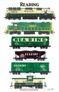 Póster de ferrocarril de 11""x17"" de líneas de lectura de líneas de Andy Fletcher firmado - Imagen 1 de 1