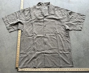 Vintage NWT “Vintage Silk” 100% Silk Beige Checkerboard Button Up Shirt Size L - Picture 1 of 9
