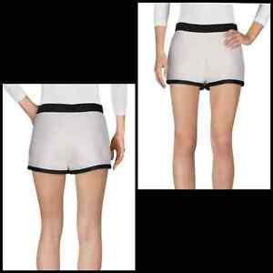 Moschino Couture Size 4 White & Black Colorblock Tweed High Waist Shorts