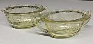 Hocking Topas Gelb Prinzessin Oval Milchkännchen Offen Zucker Set Vertiefung Glas. - Bild 1 von 9