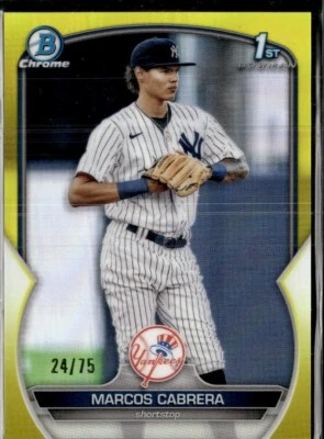 2023 Bowman Chrome Prospect Marcos Cabrera Yellow /75 Yankees #BCP-46 - Image 1 of 2