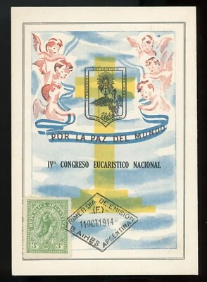 ARGENTINA 1944 TARJETA MÁXIMA, 4º CONGRESO EUCARÍSTICO NACIONAL!! B94 Foto 1 de 2