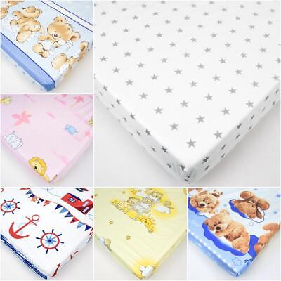 Nursery Baby Cotton Fitted Sheet Crib Cot Bed Matching Bedding Pattern/ Design • 8.99£