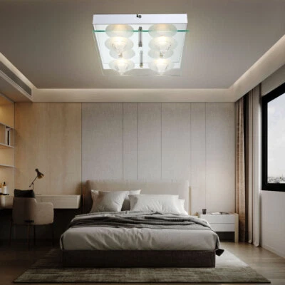 Plafoniera Luce Sala da Pranzo Vetro Lampada da Cucina Argento LED L 25 CM - Immagine 1 di 4