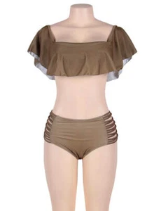 Suzanjas Bikini Beige Braun S - L High Waist mit raffinierter Schnürung seitlich - Bild 1 von 8