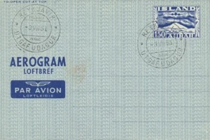 1951 FDC Reykjavik  Iceland 150 Aurar Aerogram First Day - Picture 1 of 1