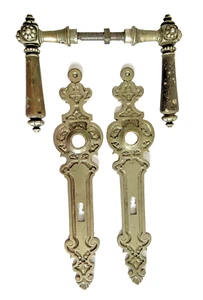 Old Presser Set from The Historicism Long Plate Door Handle Door Sign - Picture 1 of 7