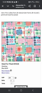 1/2 Bthy Mad For Plaid Alexander Henry Blue Multi Patches 8992 Half - Picture 1 of 2