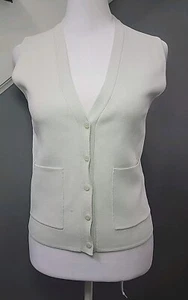 Chaleco Zara tejido abotonado con bolsillos sin mangas medio verde claro preppy - Imagen 1 de 5