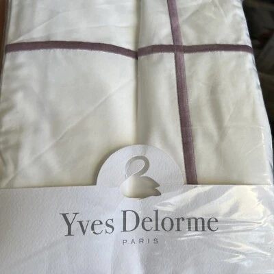 $290 YVES DELORME ATHENA PERCALE 2 STANDARD SHAM WHITE BRUYERE EMBROIDERY FRANCE - Image 1 of 2
