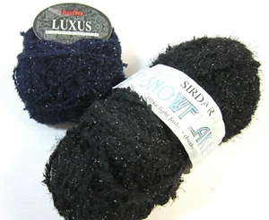 Sirdar Snow Flake & Katia Luxus Boutique Yarns Polyester Sparkle Black & Navy - Picture 1 of 3