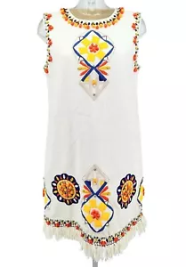 Tory Burch Eleanor Dress Ivory Beaded Sleeveless Dress Size 10 - Picture 1 of 11
