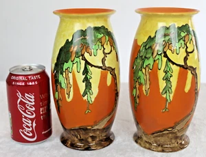 PAR DE JARRONES WILKINSON RARO MEMORY LANE ESTILO CLARICE CLIFF ART DECO, FREEPOST - Imagen 1 de 8