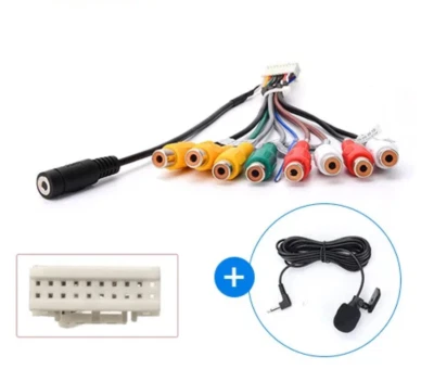 Android 20 PIN Autoradio 9 Kopf RCA Kabel AUX-IN SUB AMP Audio Stereo + Mikrofon - Bild 1 von 4