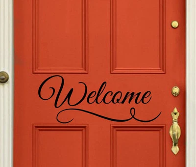 Welcome - Door Vinyl Decal Sticker Front Door Decal Foyer Decor Welcome Home Art — 第 1/2 张图片