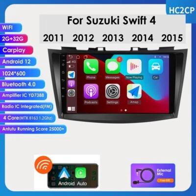 Android 12 Auto Car Radio Stereo Wifi CarPlay GPS Nav For Suzuki Swift 2011-2015 - Image 1 of 4