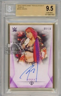 Asuka 2019 Topps Transcendent WWE Purple Autograph Card 09/10 BGS 9.5 Gem Mint - Image 1 of 2