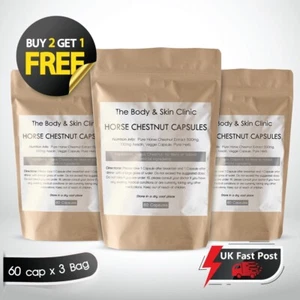 Horse Chestnut Extract Capsules 500mg ( 100mg Aescin ) Strongest VEGAN NATURAL - Picture 1 of 11