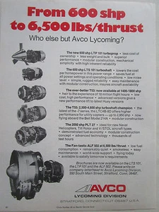 6/1975 PUB AVCO LYCOMING TURBOPROP TURBOSHAFT ORIGINAL AD - Picture 1 of 1