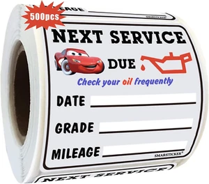 500 Pcs Oil Change Service Due Reminder Window Stickers Static Cling 1.75X1.75 I - Picture 1 of 12
