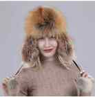 New Womens Mens genuine Real Red Fox Fur Hat Cap Trapper Russian Style Winter