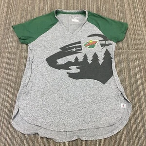 Minnesota Wild Shirt Women’s Medium Gray Pocket Majestic Large Logo - Picture 1 of 9