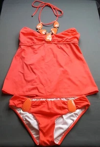 Fancy Venus Women's Two-Piece Bikini Bright Orange ~ Top Size 6 Bottom Size 10 - Picture 1 of 6