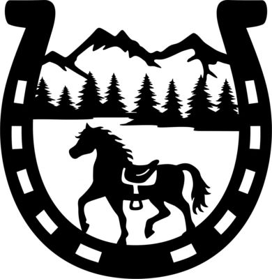 Horse Horseshoe Car Window Decal SUV Truck  RV Tablet Laptop any Flat Surface - Image 1 of 4