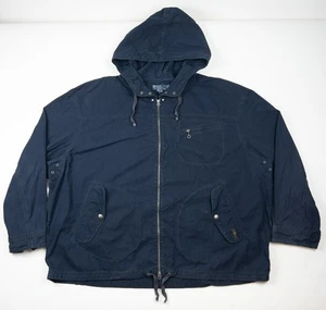 Polo Ralph Lauren Hooded Jacket Men's 4XB Big Navy Blue Full Zip Vintage - Picture 1 of 15