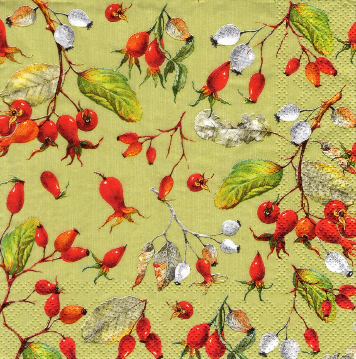 IHR Ideal Home Papierservietten WINTER GREENS Cream – 16 Stück, 33x42 Cm