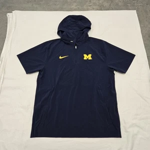 Mens LARGE Nike Michigan Wolverines Logo Hooded Short Sleeve Windbreaker Jacket - Picture 1 of 17