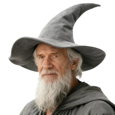 Adult Gray Wizard Hat Halloween Witch Large Sorcerer Hobbit Costume Hats Acce... - Image 1 of 4