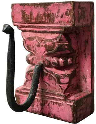 GANCHO INDIO VINTAGE RECUPERADO ANTIGUAS TALLAS DE TECA GANCHO CUELLO DE CISNE DOS DISPONIBLES Foto 1 de 4